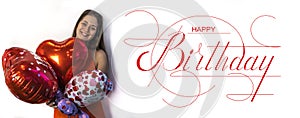 Happy Birthday! Birthday balloons. Banner, greeting card