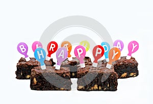 Happy Birthday Brownies on White with Copy Space
