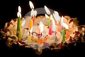 Happy Birthday Cake with Burning Candles