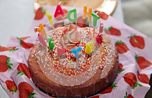 Happy Birthday Cake with Candles letter burning