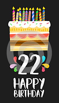 Happy Birthday cake card 20 twenty two year party