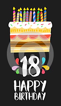 Happy Birthday cake card 18 eighteen year party photo