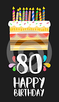 Happy Birthday cake card for 80 eighty year party photo