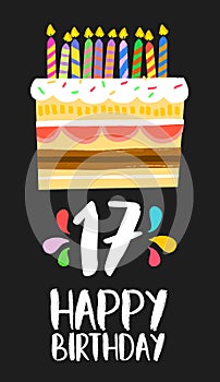 Happy Birthday cake card 17 seventeen year party photo