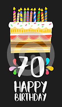 Happy Birthday cake card for 70 seventy year party photo
