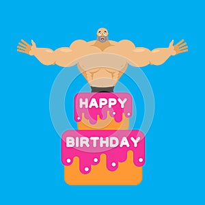 Happy birthday cake. Stripper from cake congratulation. vector i