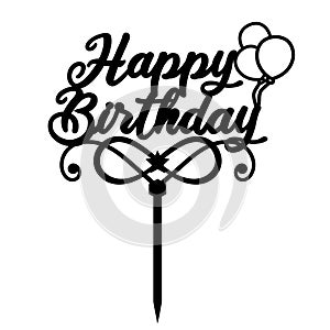 Happy birthday cake topper for laser Cutting - Cut for decoration design photo