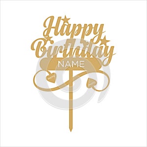 Happy birthday cake topper vector