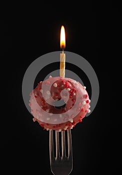 Happy birthday, candle with donut