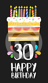 Happy Birthday card 30 thirty year cake