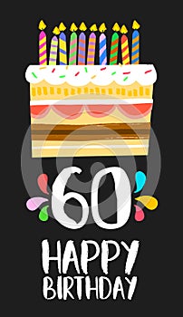 Happy Birthday card 60 sixty year cake