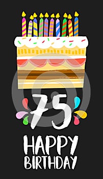 Happy Birthday card 75 seventy five year cake