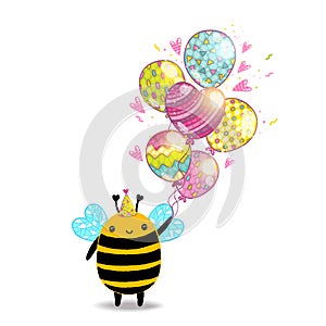 Happy Birthday card background with a bee.