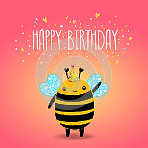 Happy Birthday card background with a bee.