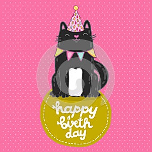 Happy Birthday card background with a cat.
