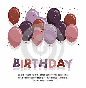 Happy birthday card with balloons solated on White Background