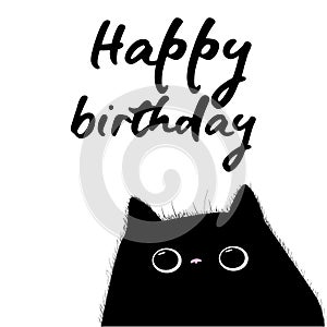 Happy birthday card with black cat