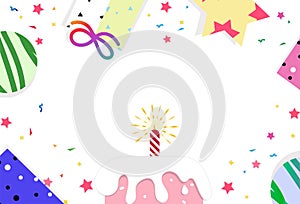 Happy birthday card, celebration party confetti stars scatter ca photo