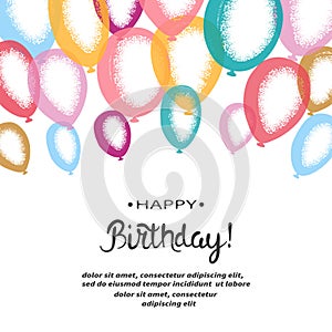 Happy Birthday card with colorful balloons.