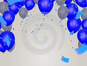 Happy birthday card colorful balloons group and blue balloons ,  background pattern  beautiful colorful illustration