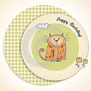 Happy birthday card with cute cat