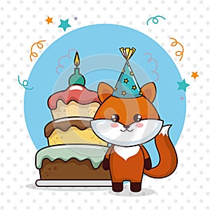 Happy birthday card with cute fox