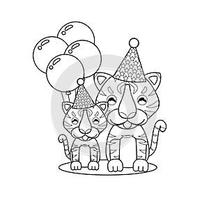 Happy birthday card with cute Tiger cartoon photo