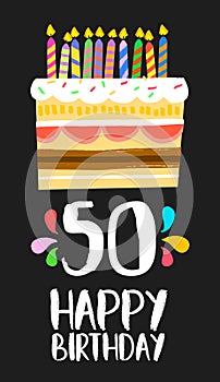 Happy Birthday card 50 fifty year cake