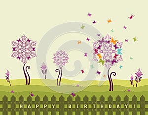 Happy birthday card with flowers