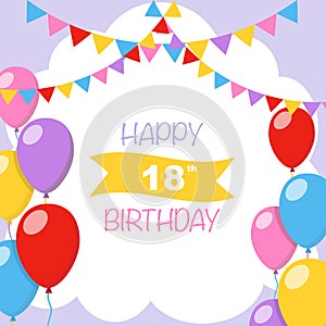 Happy birthday card purple balloons