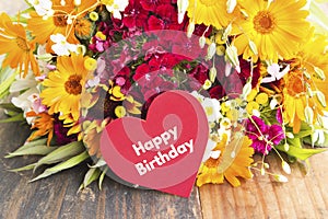 Happy Birthday Card with Spring Flowers