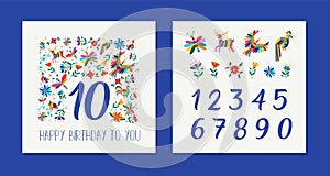 Happy Birthday age number floral card template photo
