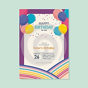 Happy birthday card template design with trendy and cute design