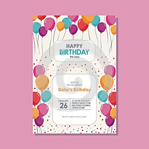 Happy birthday card template design with trendy and cute design