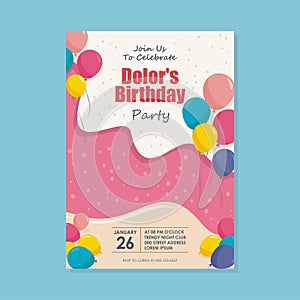 Happy birthday card template design with trendy and cute design