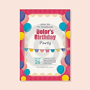 Happy birthday card template design with trendy and cute design