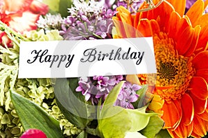 Happy Birthday Card withf Spring Flowers