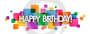 HAPPY BIRTHDAY! colorful overlapping squares banner