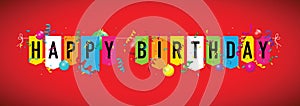 Happy birthday colourful bunting background