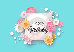 Happy birthday congratulation floral card for girl