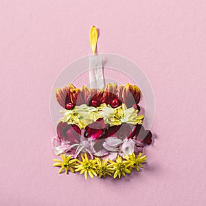 happy birthday creative ideas with colorful autumnal leaves and flowers