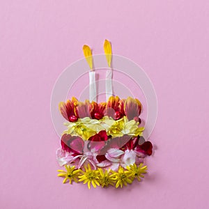 happy birthday creative ideas with colorful autumnal leaves and flowers