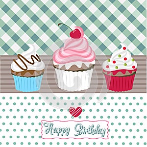 Happy birthday cupcakes card