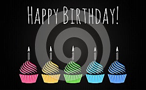 Happy Birthday cupcakes design background