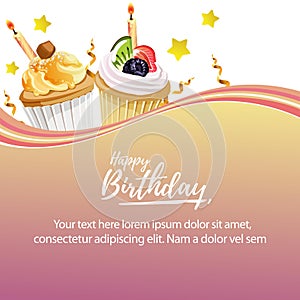 Happy birthday cupcakes template