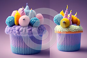 Happy Birthday Cupcakes from Woolen Thread