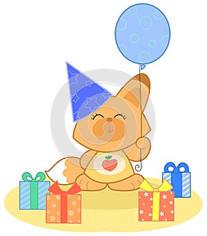 Happy Birthday ,cute fox vector illustration