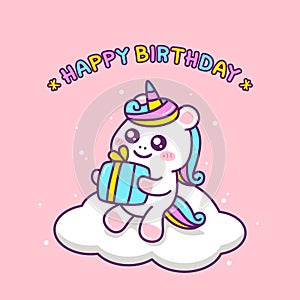Happy birthday with cute little unicorn