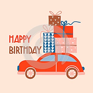 Happy birthday design with lettering