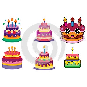 Happy birthday different set collection cakes